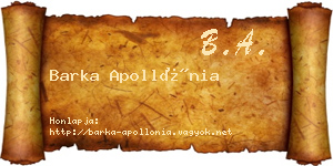 Barka Apollónia névjegykártya